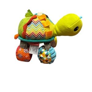Infantino Turtle Plush Baby Toy With Textures & Patterns For Sensory Development